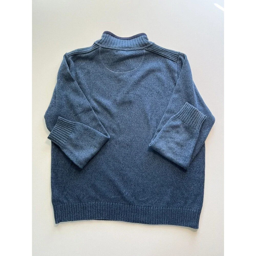 Dockers Men's XL Blue 1/4 Zip Pullover Sweater 100% Cotton Mock Neck